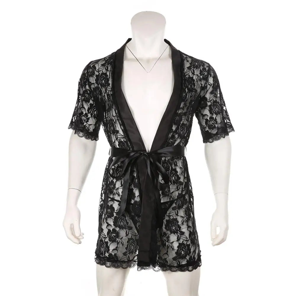 Good Sissy Lace Bathrobe + Panty Set