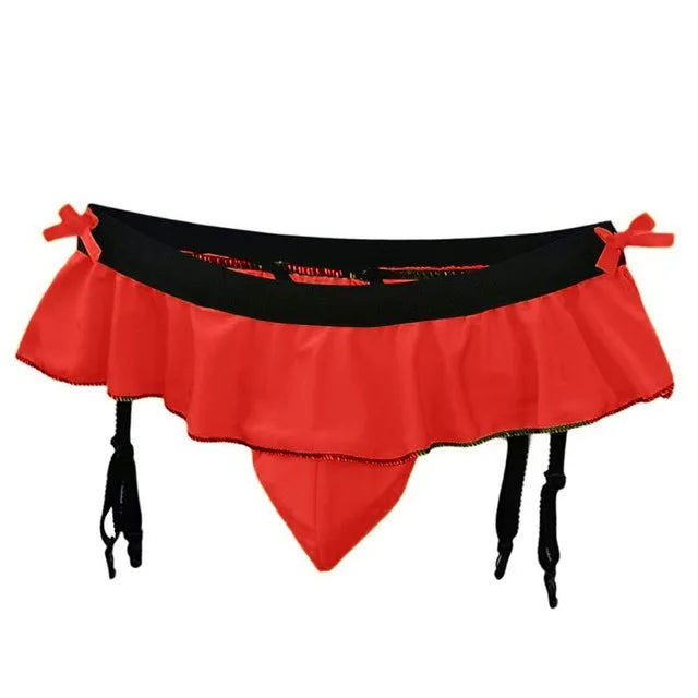 Ruffled Briefs with Garters for Feminized Sissy