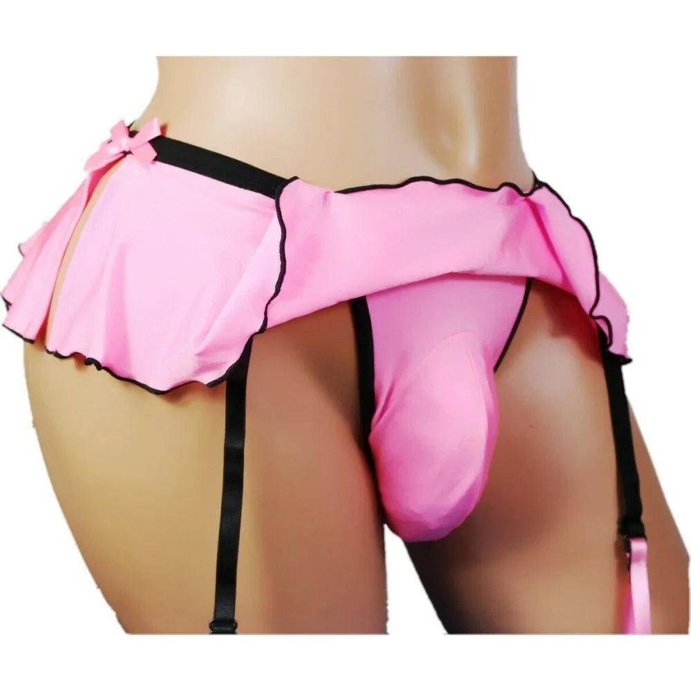 Ruffled Briefs with Garters for Feminized Sissy