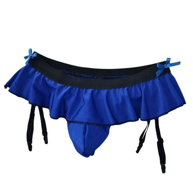 Ruffled Briefs with Garters for Feminized Sissy