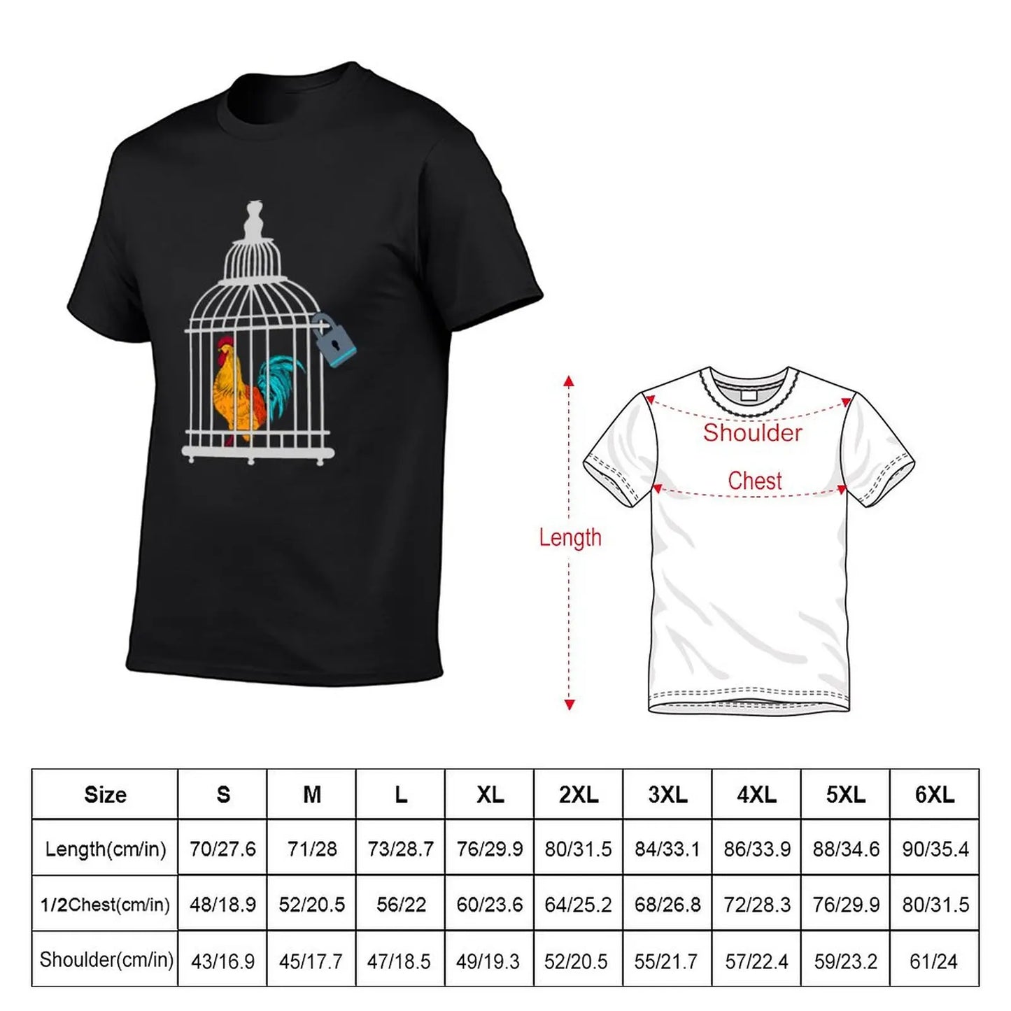Rooster Chastity Cage Fetish T-Shirt