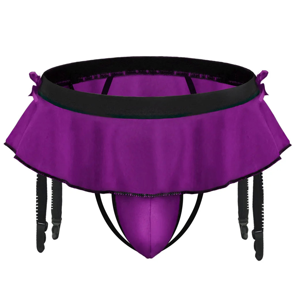 Ruffled Briefs with Garters for Feminized Sissy