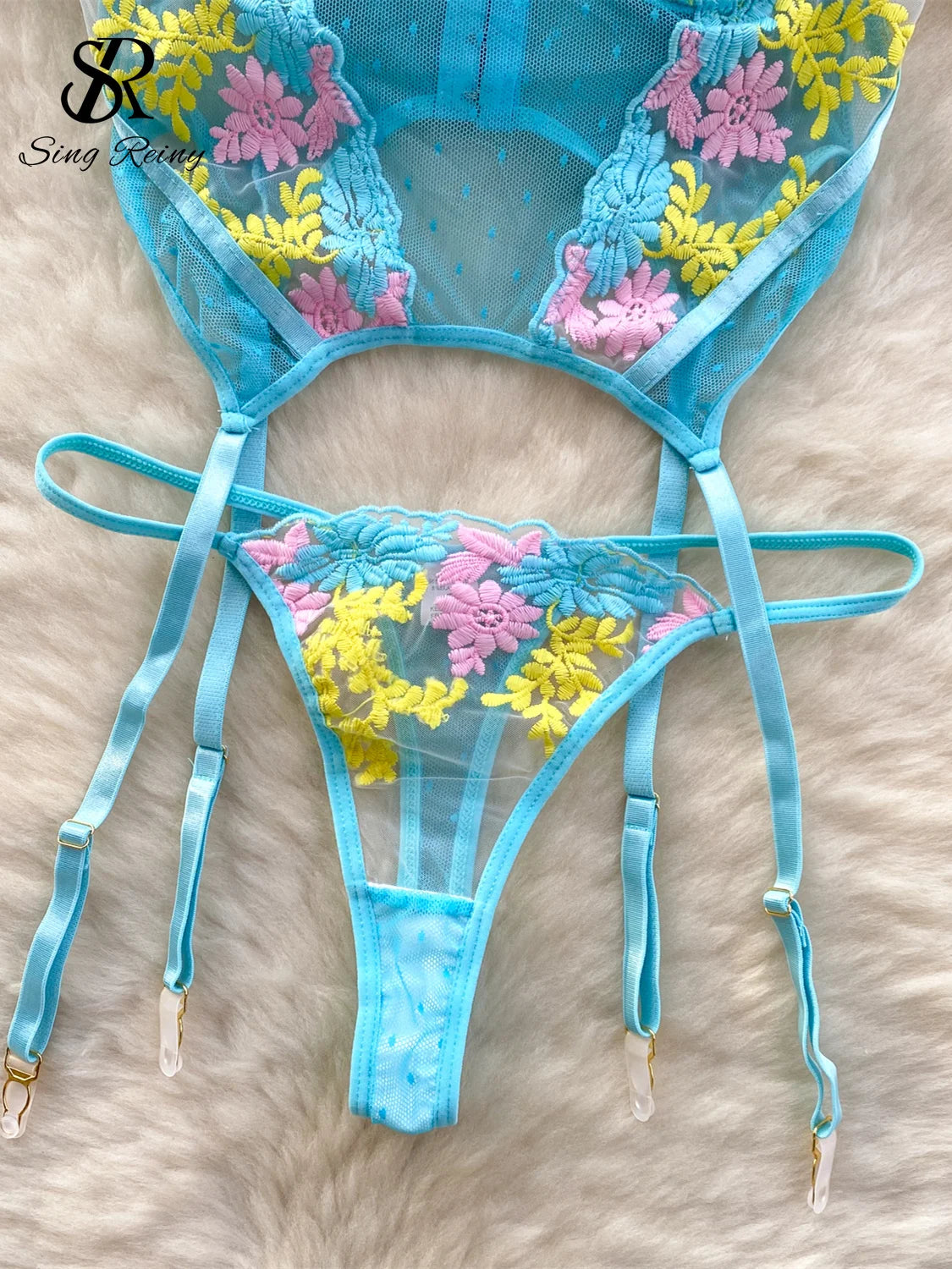 Embroidered Spring Sissy Lingerie 2-Piece