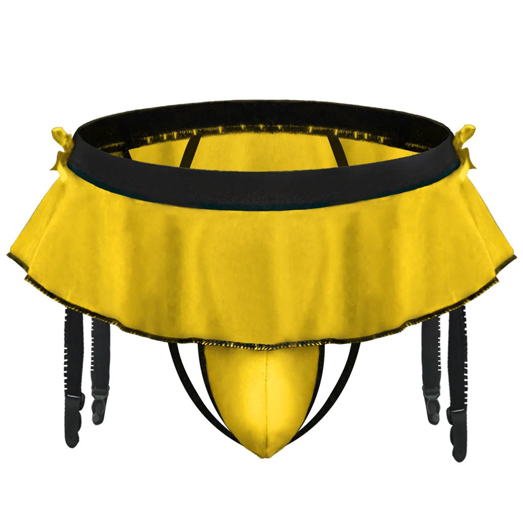 Ruffled Briefs with Garters for Feminized Sissy
