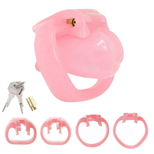 Pretty in Pink Chastity Cage with 4 Rings