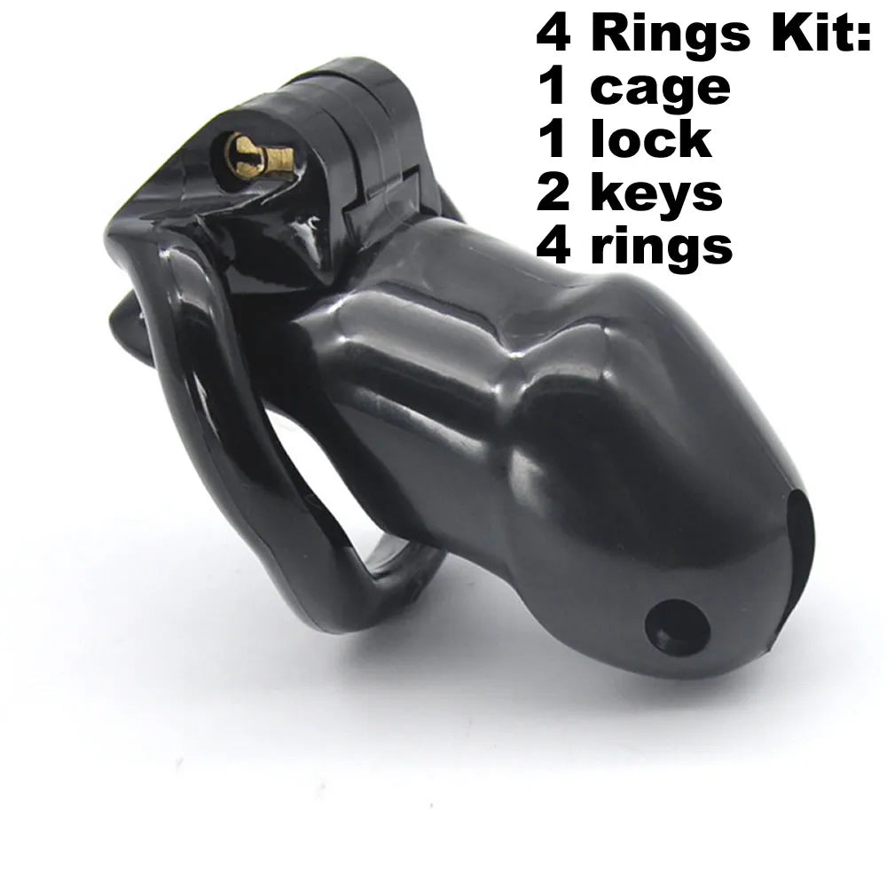 ResinLock Chastity Cage/w 4 Ring Sizes