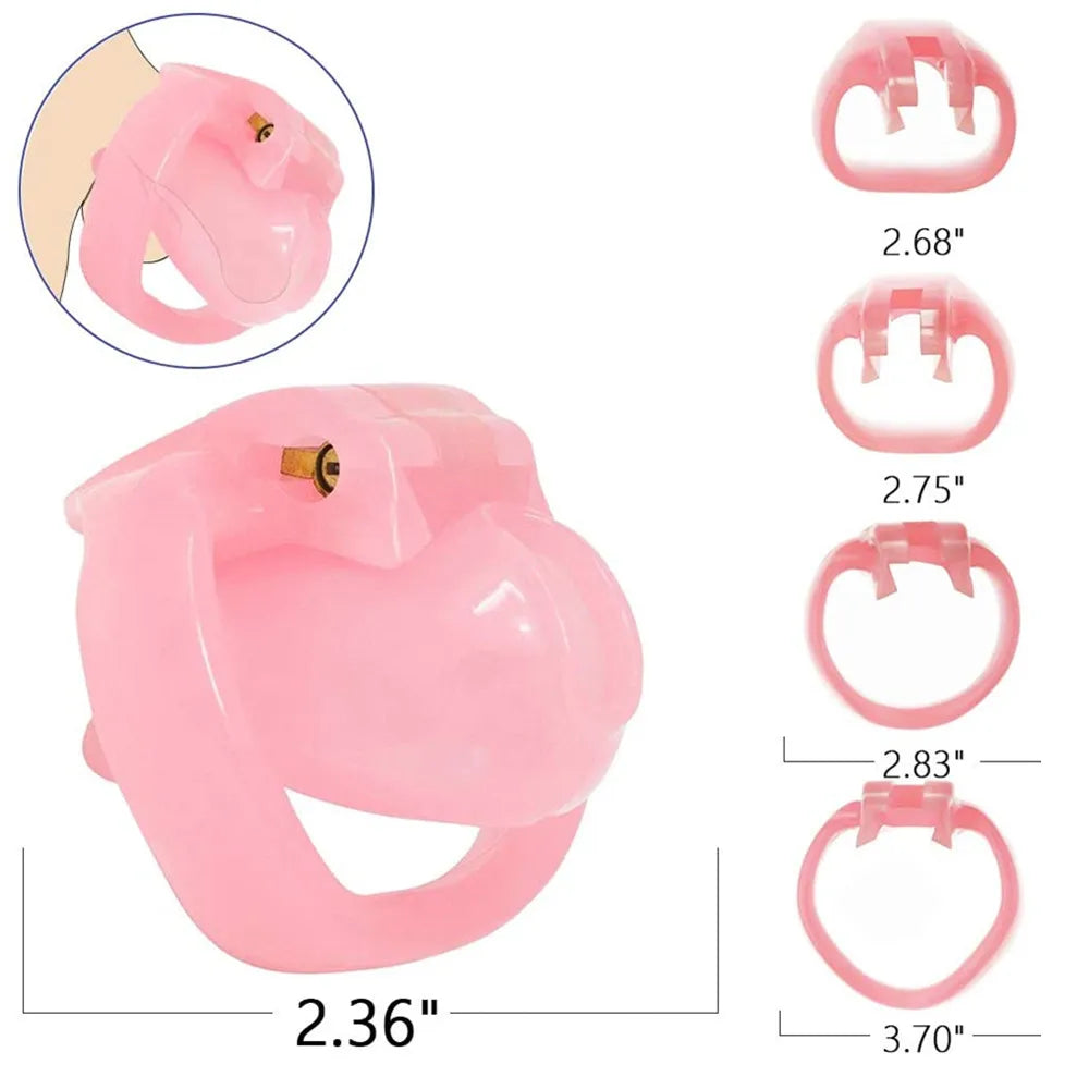 Pretty in Pink Chastity Cage with 4 Rings