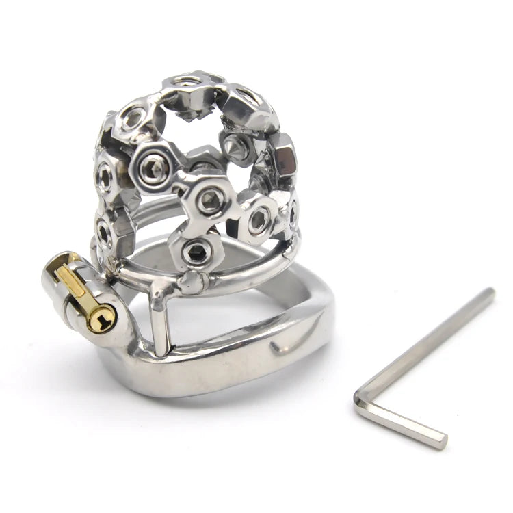 Nuts n' Bolts Stainless Steel Male Chastity Cage