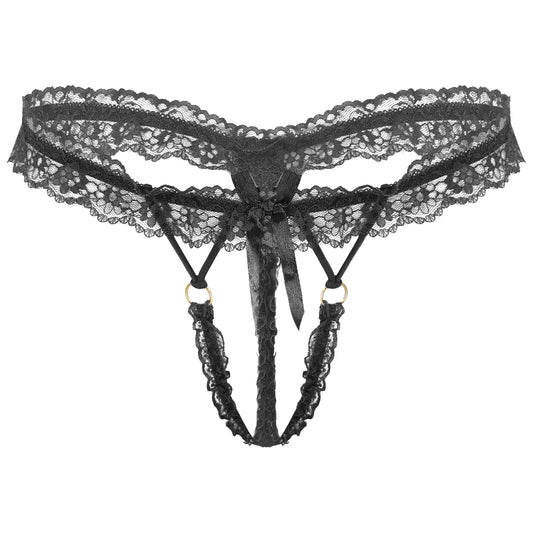 Sissy LingerieLace Crotchless G-string T-back Thongs