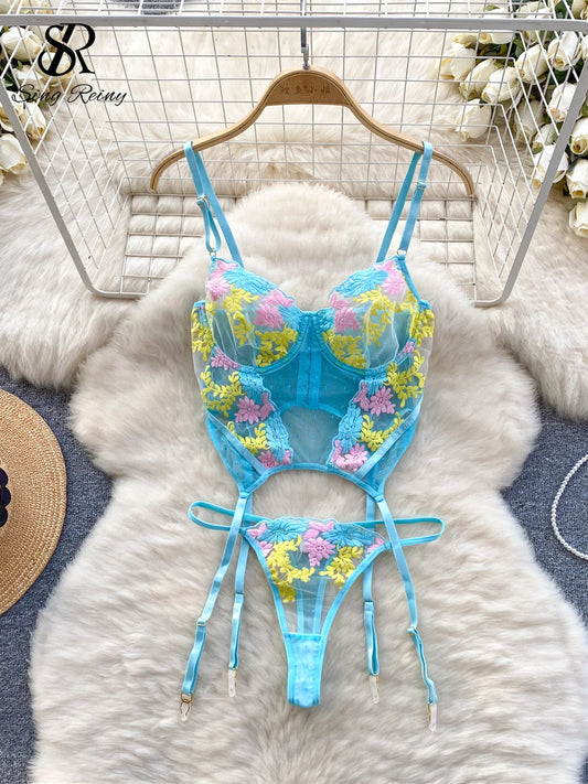 Embroidered Spring Sissy Lingerie 2-Piece