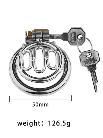 Sissy Metal Chastity Cage Device with Steel Ring