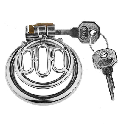 Sissy Metal Chastity Cage Device with Steel Ring