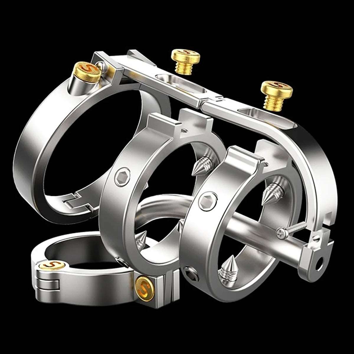 SteamPunkLock Stainless Steel Chastity Device: Metal Hinged Cock Cage