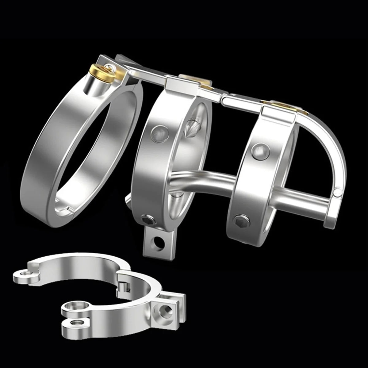 SteamPunkLock Stainless Steel Chastity Device: Metal Hinged Cock Cage