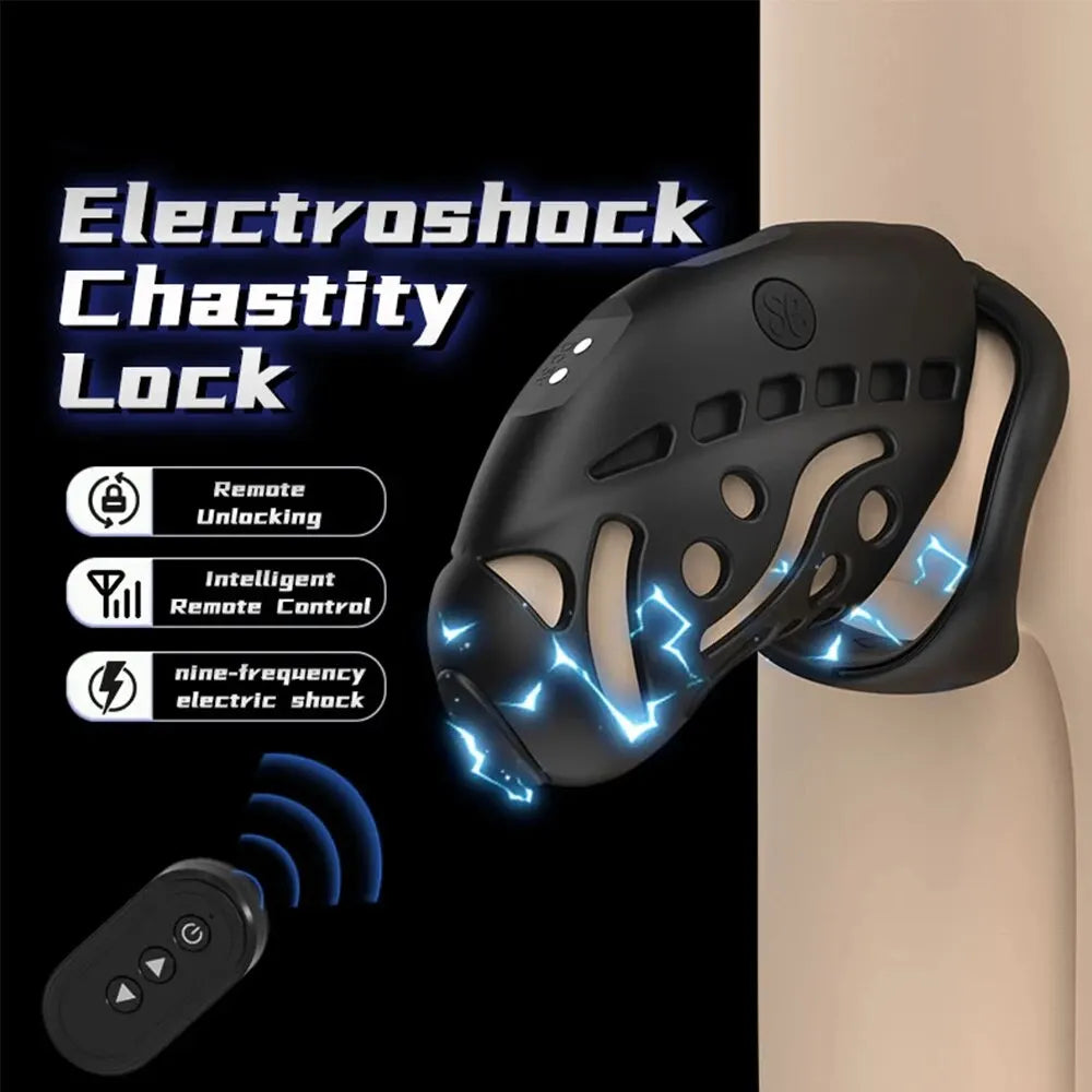 LOCK KINK Electric Shock Cock Cage with Remote Control