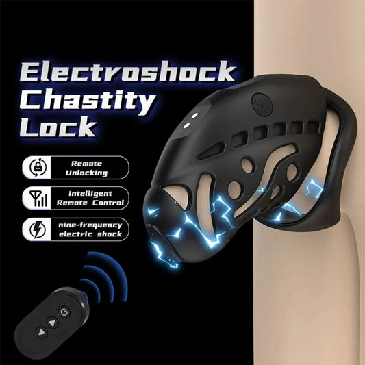 LOCK KINK Electric Shock Cock Cage with Remote Control